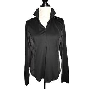 Brooks Half Zip Pullover Black Gray Stripe Size Medium